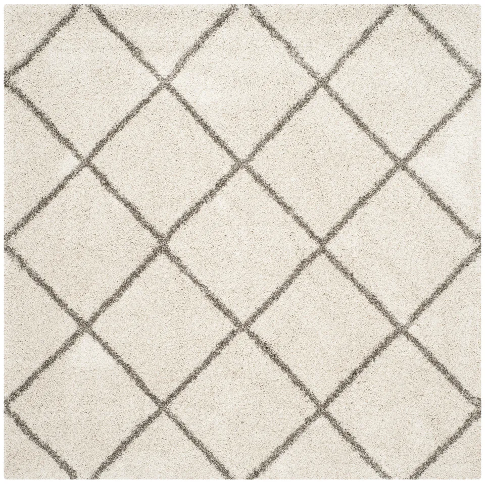 Arlo Home Woven Area Rug, SGH281A, Ivory/Grey,  9' X 9' Square