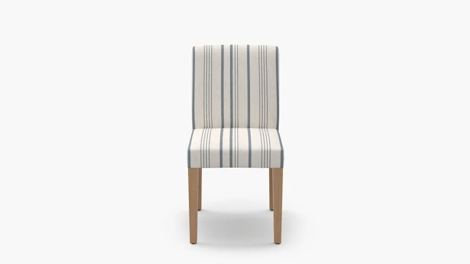 Signature Dining Chair, Blue Market Stripe, Natural Square Tapered Leg