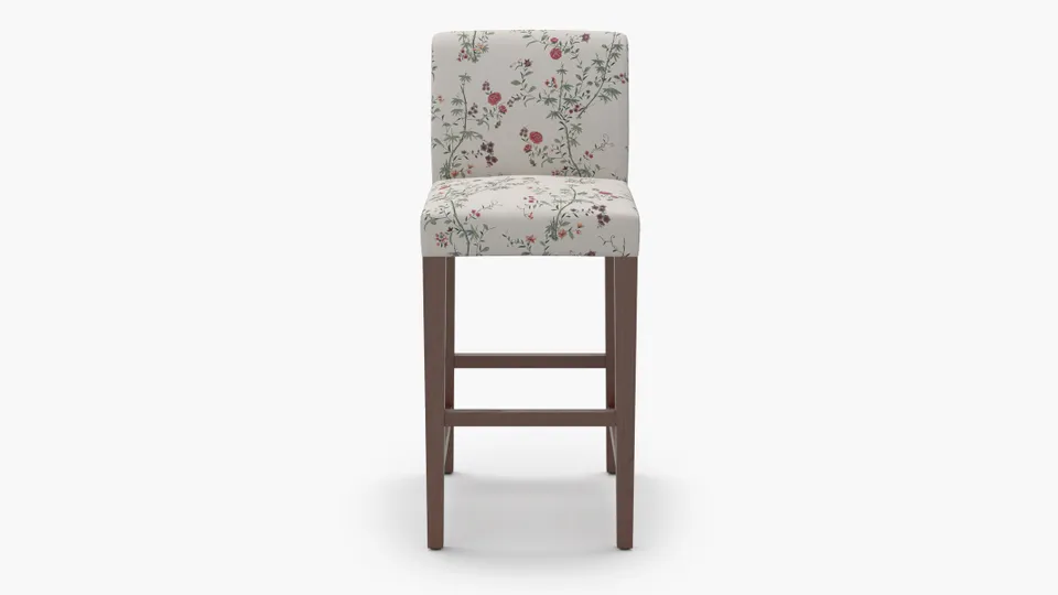 Signature Dining Bar Stool, Multi Bamboo Garden, Walnut Square Tapered Leg