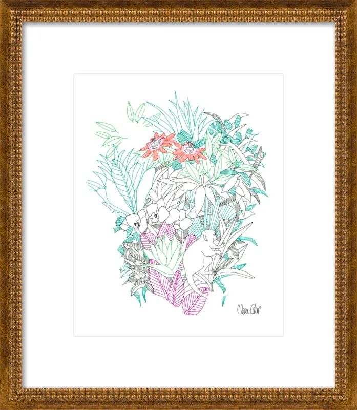 Passionflowers, orchids and the squirrel monkey  by Claire Colin for Artfully Walls