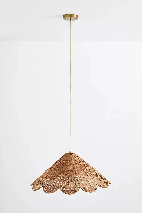 Maude Scalloped Rattan Pendant