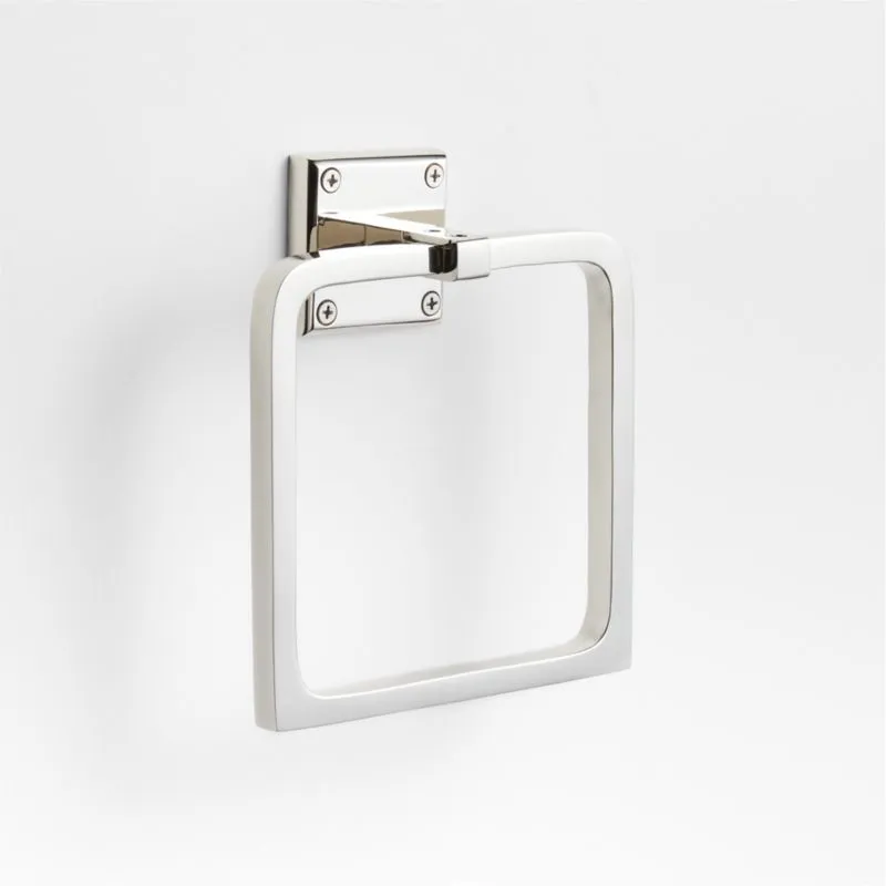 Square Edge Polished Chrome Bathroom Hand Towel Ring
