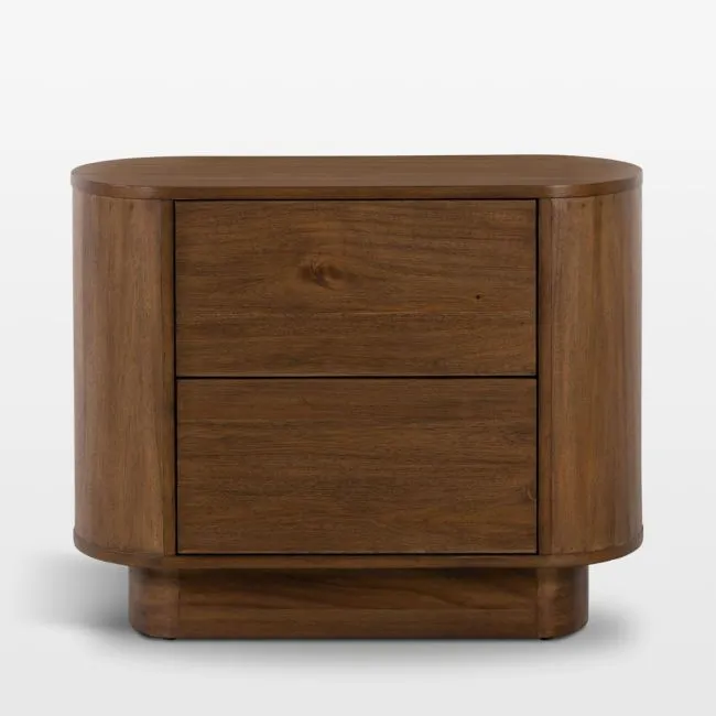Panos 32" Curved Acacia Wood Nightstand
