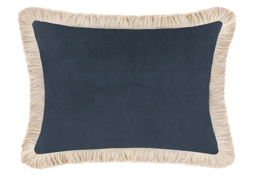 THE MINI :: SOCIETY VELVET + FRINGE - SWATCH 4" X 4" / Prussian Blue / Natural Fringe