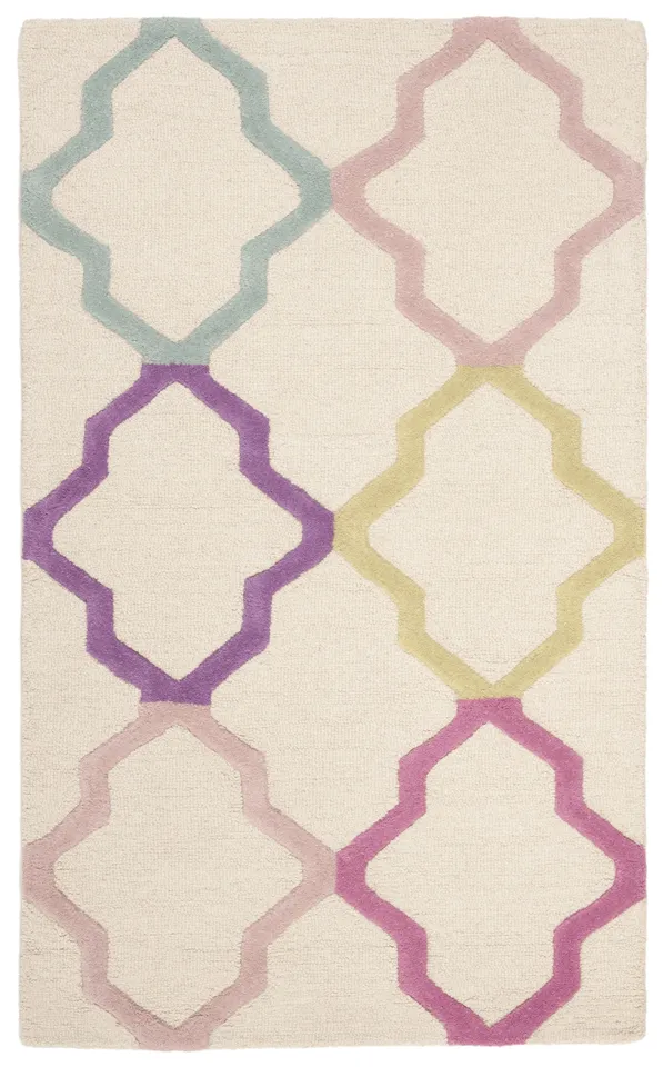 Arlo Home Hand Tufted Area Rug, SFK102A, Ivory/Multi,  3' X 5'