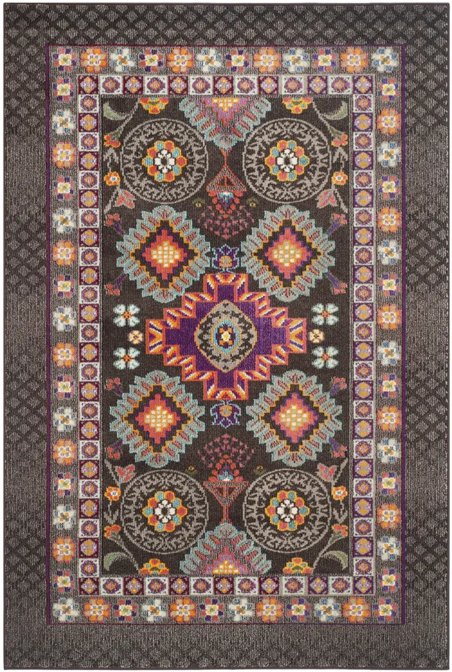 Arlo Home Woven Area Rug, MNC240B, Brown/Multi,  6' 7" X 9' 2"