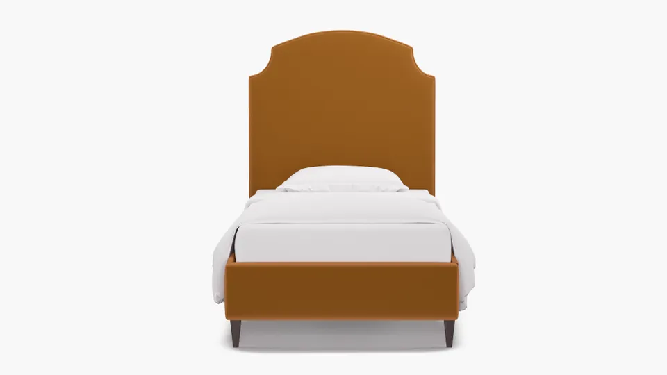 Cove Bed, Marigold Performance Velvet, Espresso Square Tapered Leg, Twin