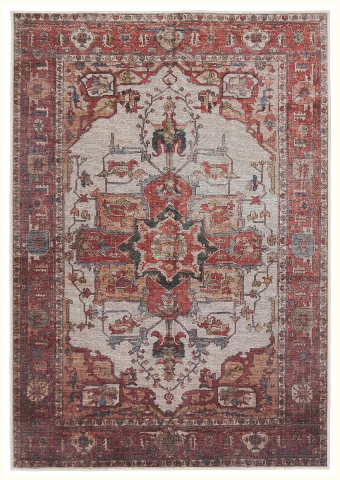 Vibe by Hepburn Medallion Rust/ Beige Runner Rug (3'X8')