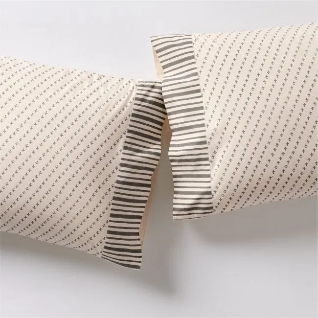 Favorite Washed Organic Cotton Block Print Standard Pillowcases, Set of 2