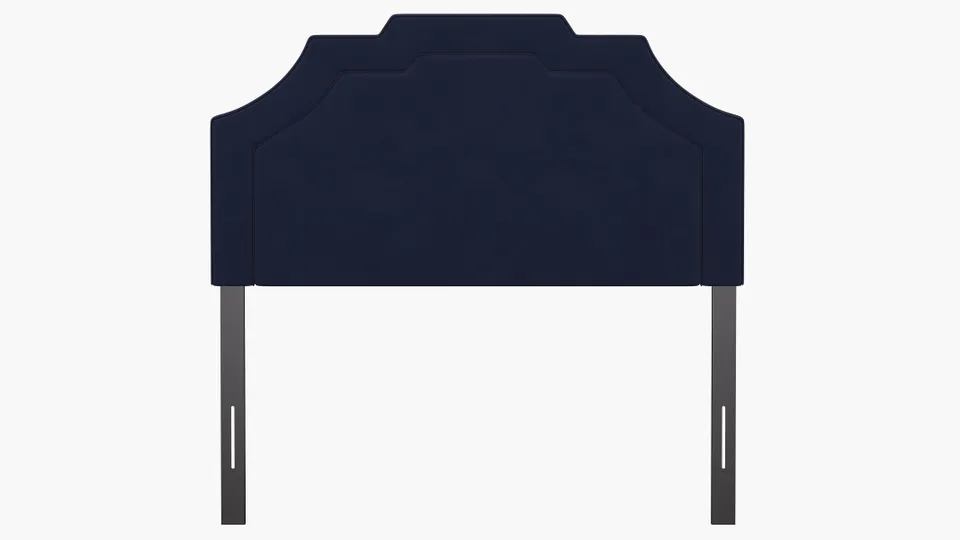 Art Deco Headboard, Navy Classic Velvet, Full