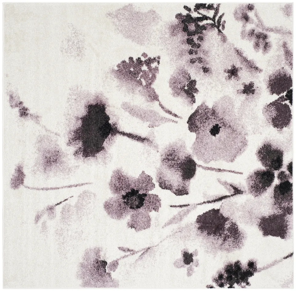 Arlo Home Woven Area Rug, ADR127L, Ivory/Purple,  6' X 6' Square