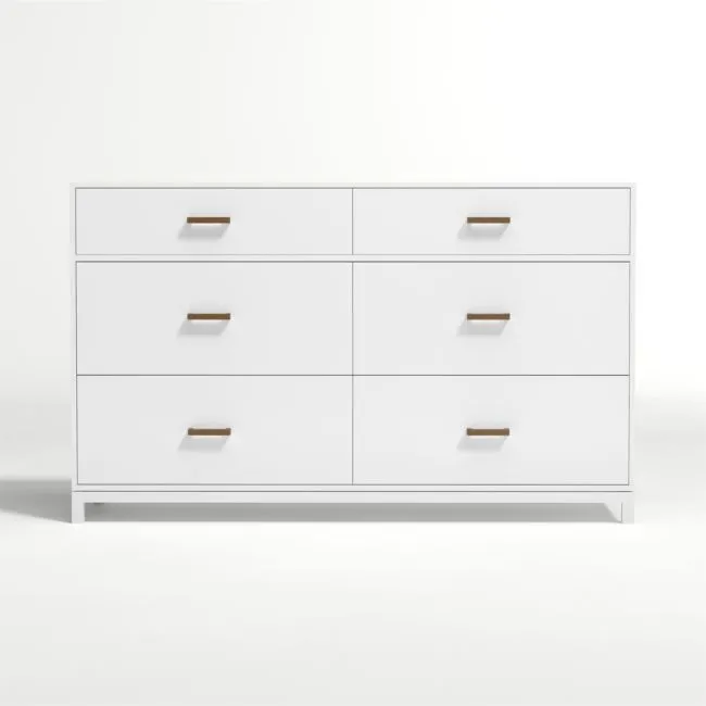 Parke 55" White Wood 6-Drawer Kids Dresser