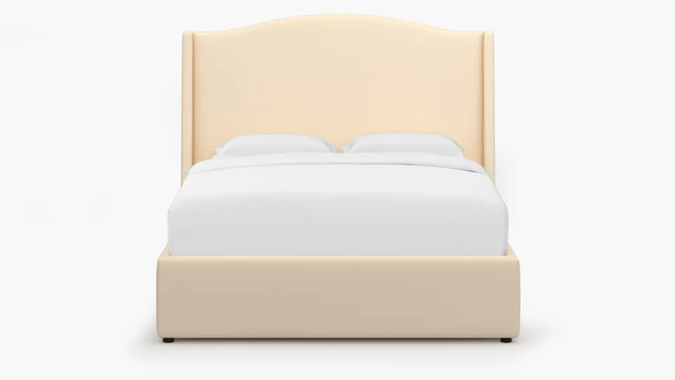 Curved Wingback Bed, Flax Twill, Full