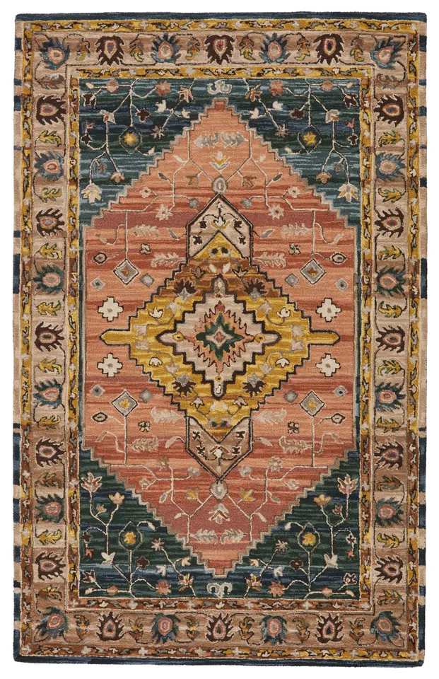 Vibe by Seraphina Handmade Medallion Pink/ Yellow Area Rug (10'X14')