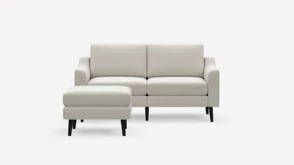 Nomad Loveseat with Ottoman - Cloud - Performance Lino / Ebony - Wood / Slope