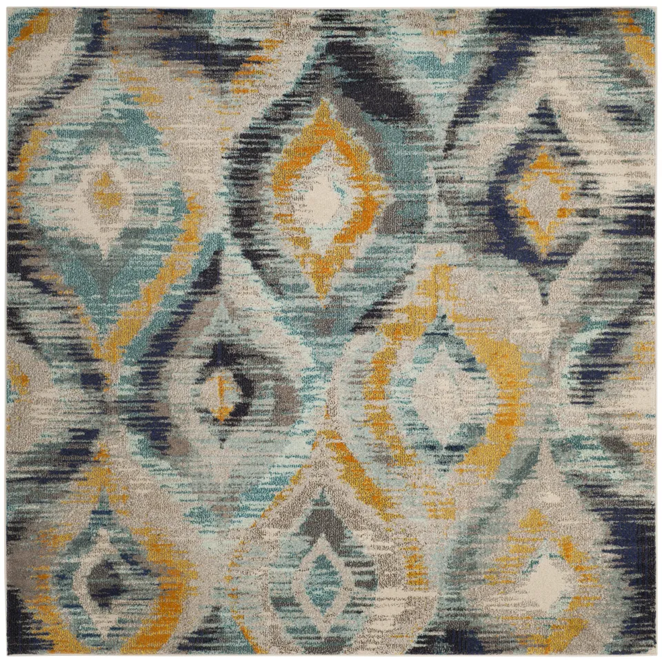 Arlo Home Woven Area Rug, MNC242J, Blue/Multi,  6' 7" X 6' 7" Square
