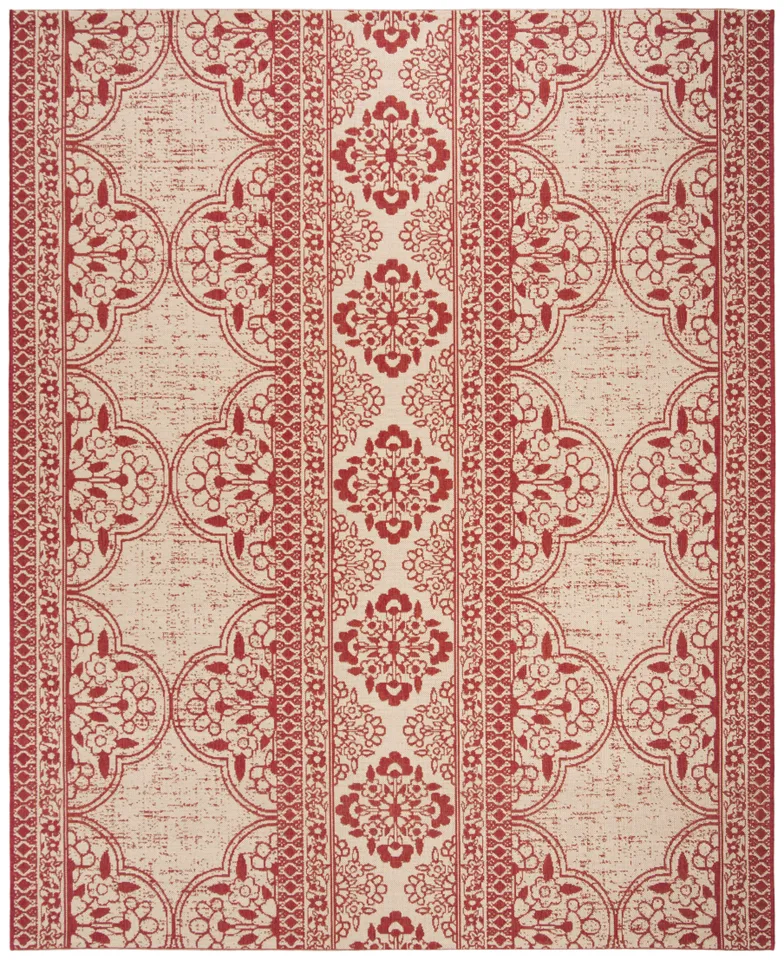 Arlo Home Indoor/Outdoor Woven Area Rug, LND174Q, Red/Cream,  9' X 12'