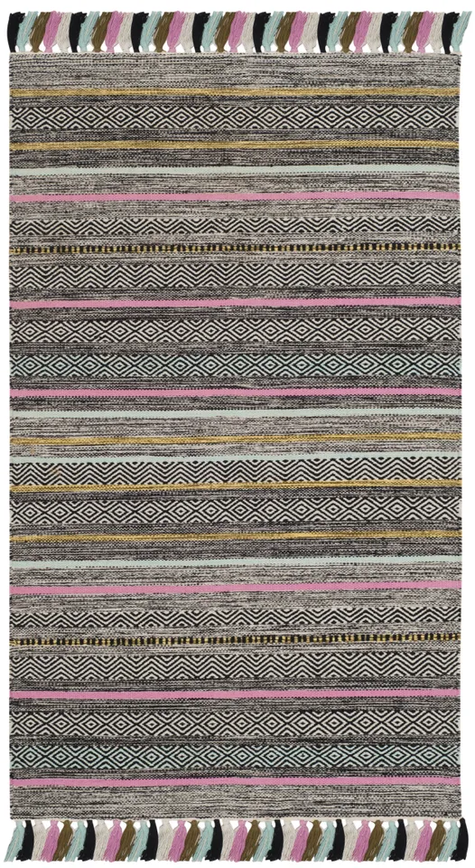 Arlo Home Hand Woven Area Rug, MTK901B, Black/Multi,  3' X 5'