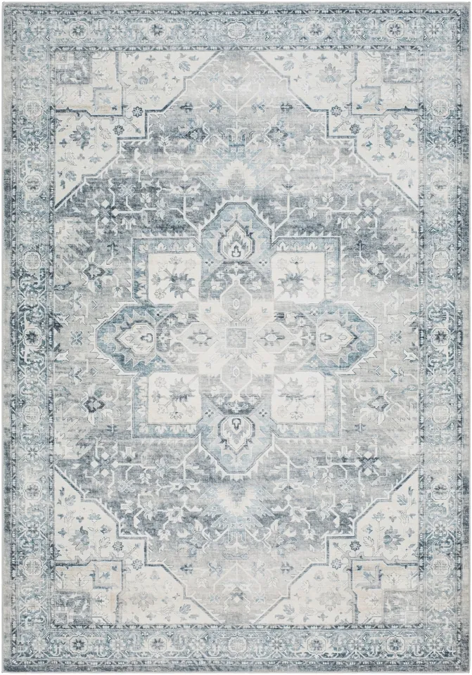 Lavable Gray Indoor 7'6" x 9'5" Machine Woven Rug