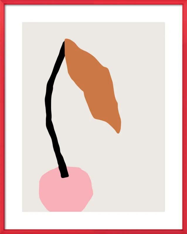 Pink fruit with leaf by Jessica Nielsen for Artfully Walls