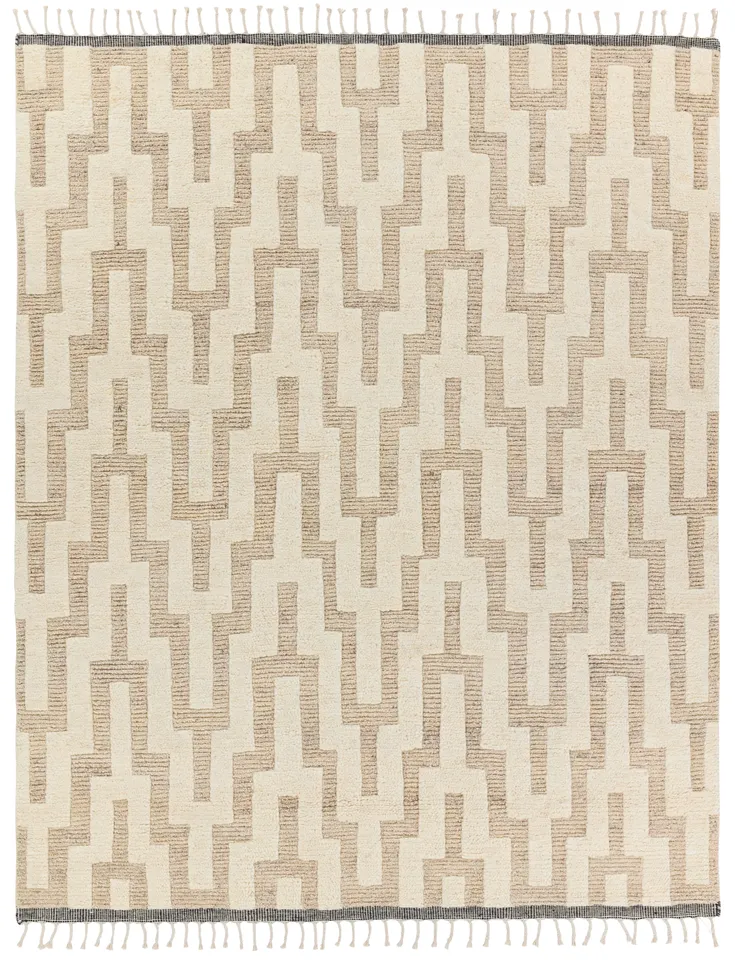 Emre Hand-Knotted Chevron Cream/ Tan Area Rug (8'X10')