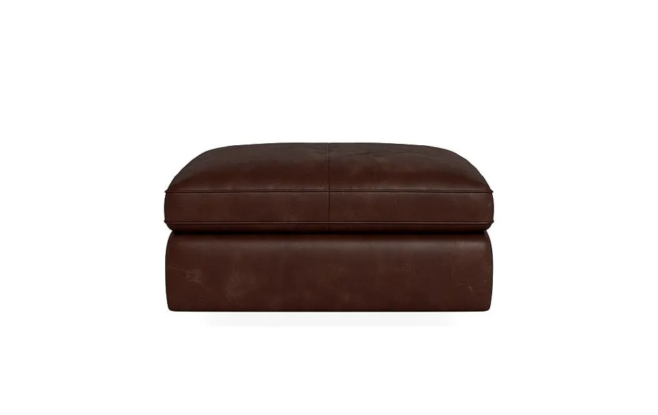James Leather Rectangle Ottoman with Storage Option