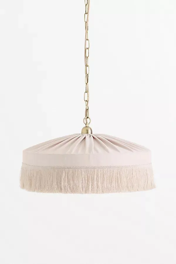 Sinclair Tassel-Fringed Linen Pendant