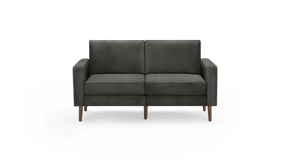 Nomad Velvet Loveseat - Graphite Grey - Performance Velvet / Walnut - Wood