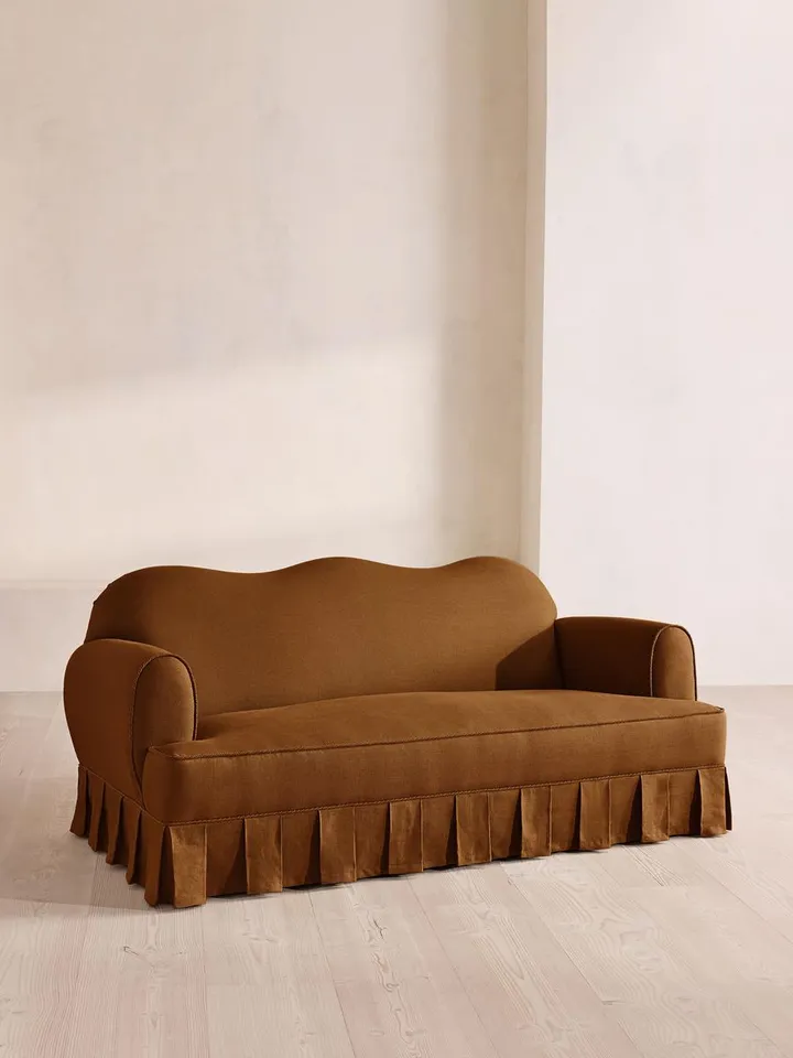 Madelyn Three Seater Sofa, Linen, Terracotta, US