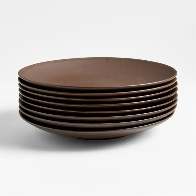 Craft Espresso Stoneware Coupe Dinner Plates, Set of 8