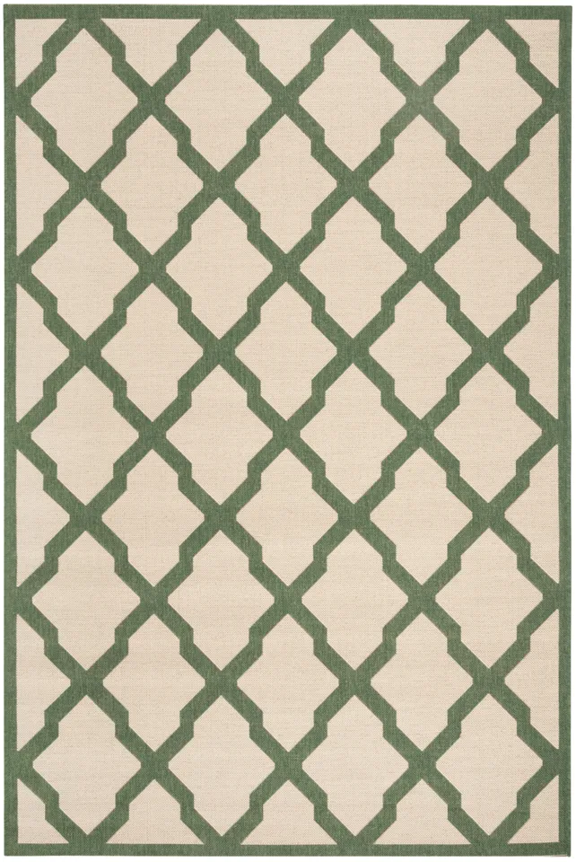 Arlo Home Indoor/Outdoor Woven Area Rug, LND122W, Cream/Green,  5' 1" X 7' 6"