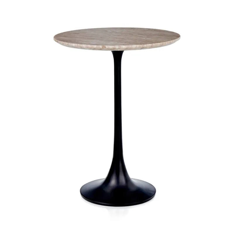 Nero Brown Marble 19" Round Pedestal End Table