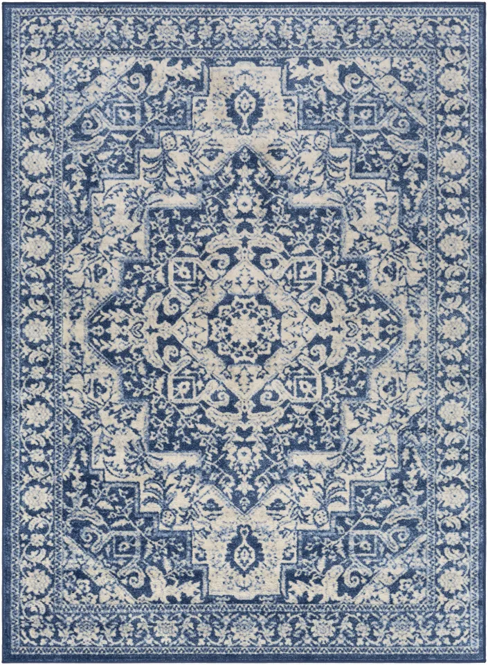 Monaco Blue Indoor 4'3" x 5'11" Machine Woven Rug