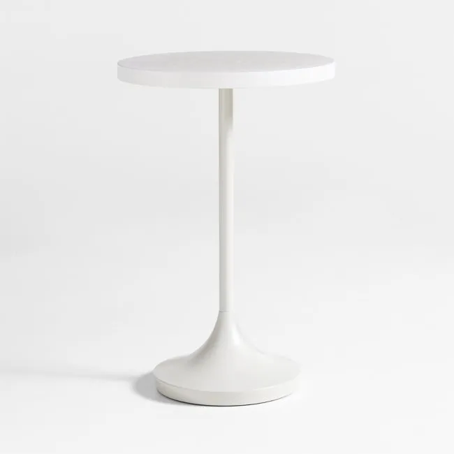 Emme 15" White Wood Round Pedestal Nursery Side Table