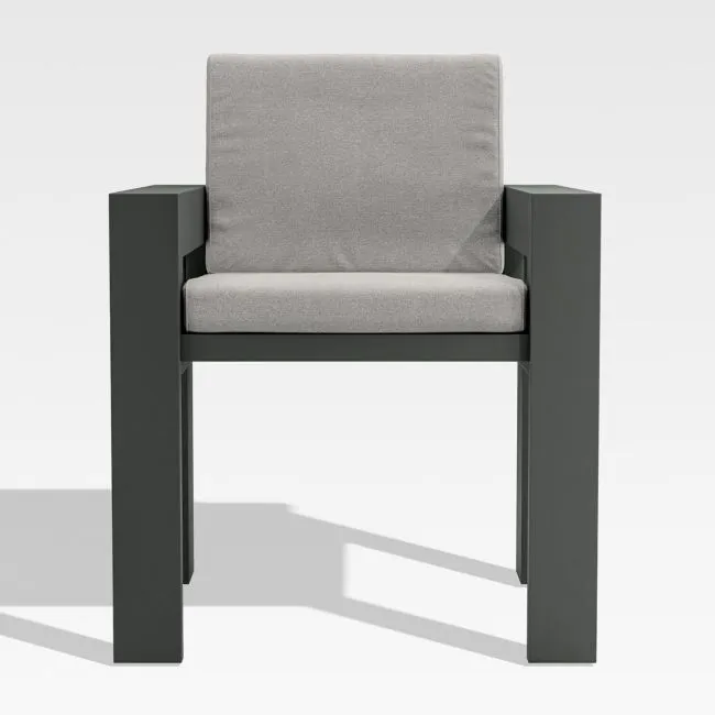 Walker Metal Outdoor Dining Armchair with Cast Silver Sunbrella ® Cushions