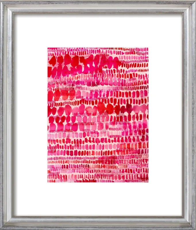 Pink and Red Watercolor Patterns Wall Art  by Paula Mills for Artfully Walls
