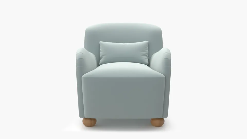Club Chair, Spa Performance Plush Velvet, Natural Bun Foot
