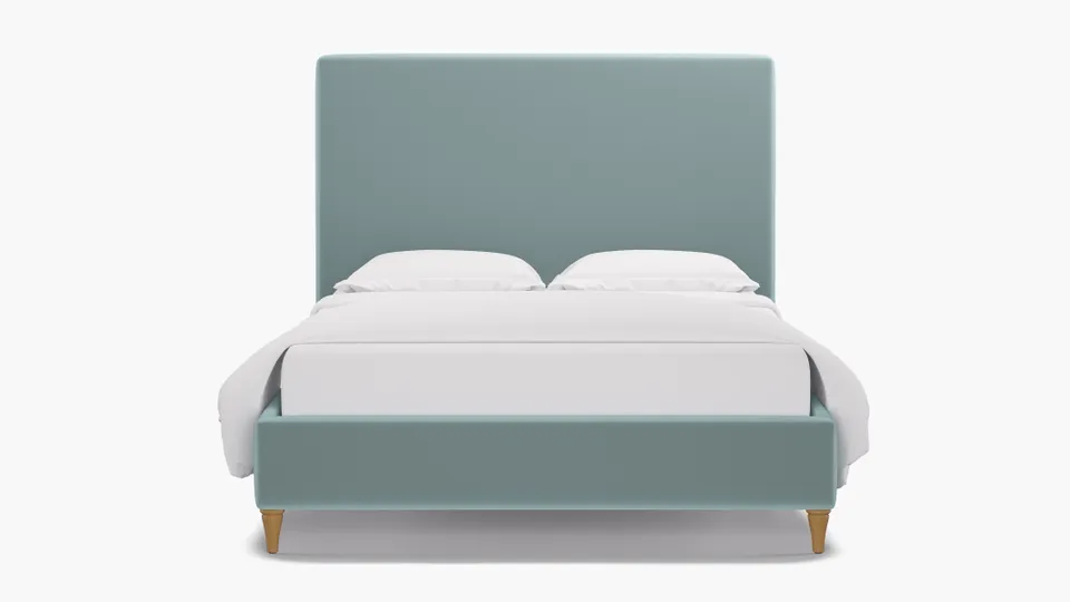 Classic Bed, Spa Performance Plush Velvet, Natural Decorative Tapered Leg, Twin