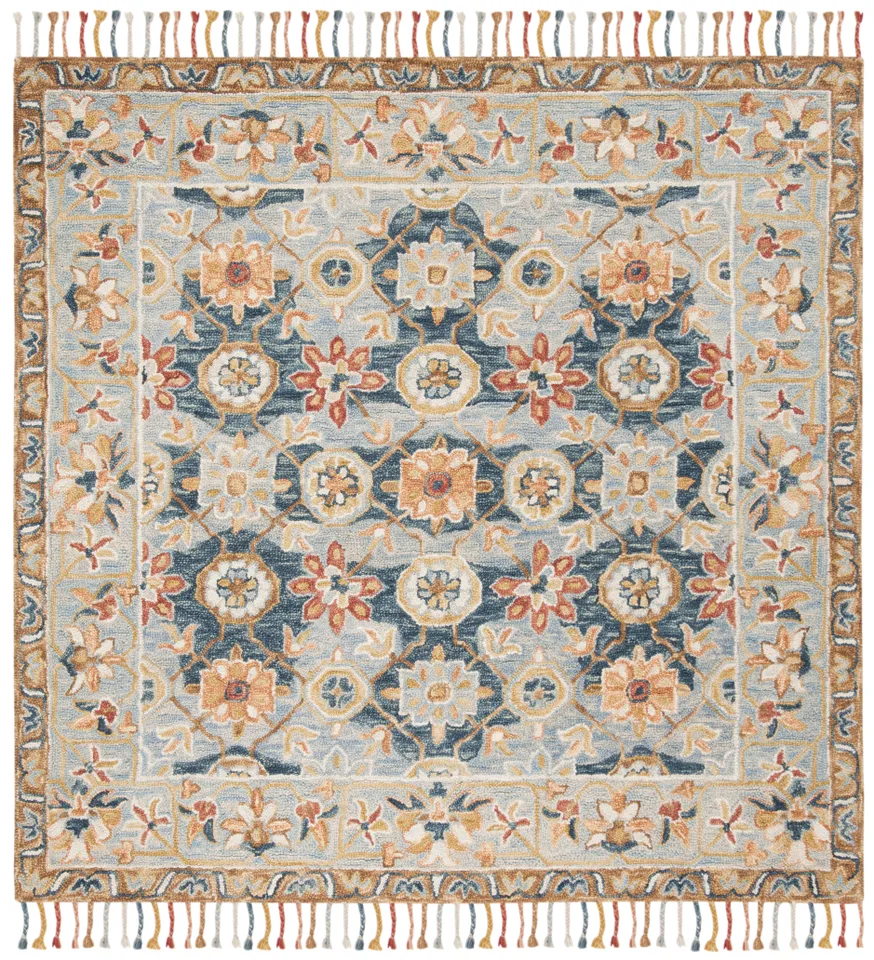 Arlo Home Hand Tufted Area Rug, APN110A, Grey/Navy,  7' X 7' Square