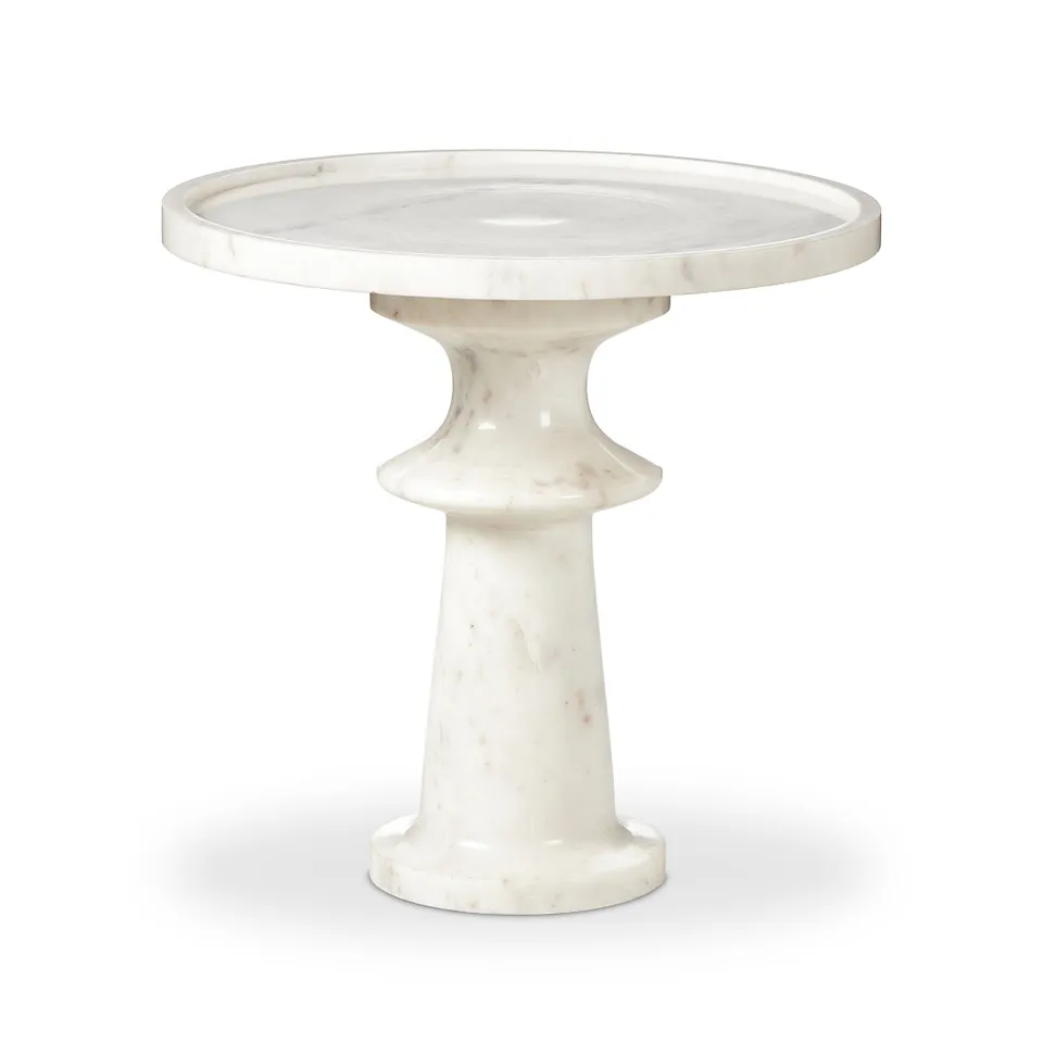 Skylar End Table - Polished White Marble