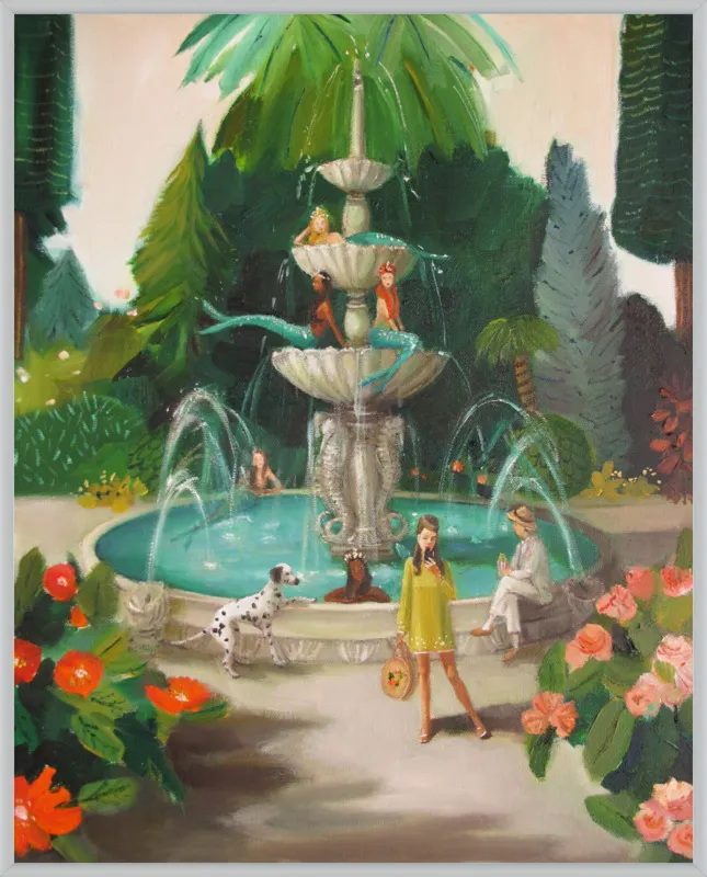 Selfie At The Mermaid Public Fountain by Janet Hill for Artfully Walls