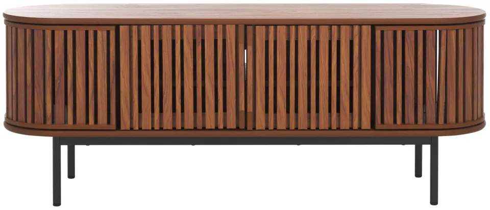 Enid 4 Door Media Stand - Walnut / Black