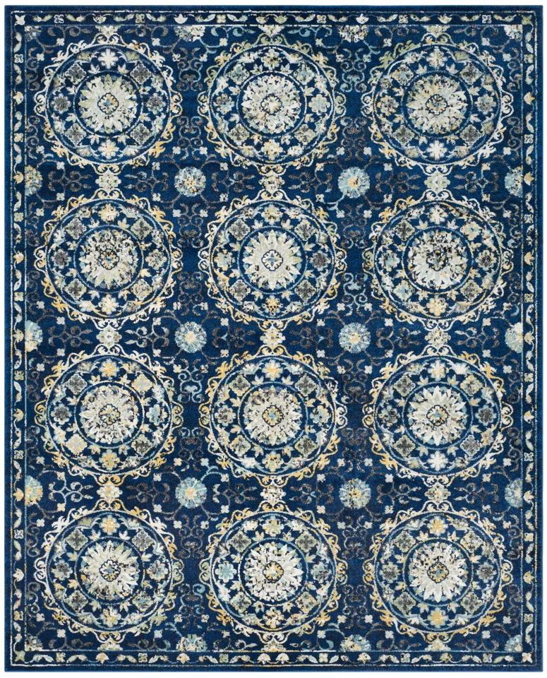 Arlo Home Woven Area Rug, EVK252A, Navy/Ivory,  9' X 12'