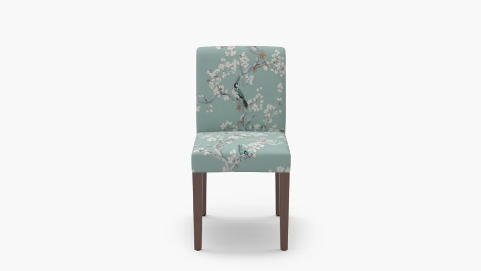 Signature Dining Chair, Mint Cherry Blossom, Walnut Square Tapered Leg
