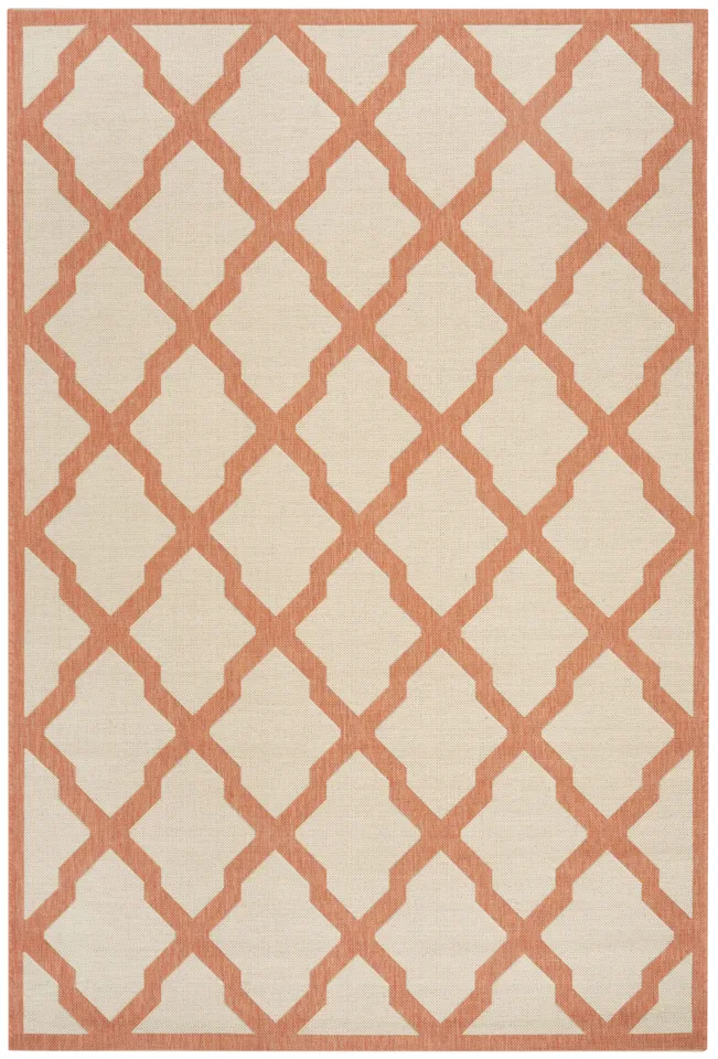 Arlo Home Indoor/Outdoor Woven Area Rug, LND122R, Cream/Rust,  5' 1" X 7' 6"