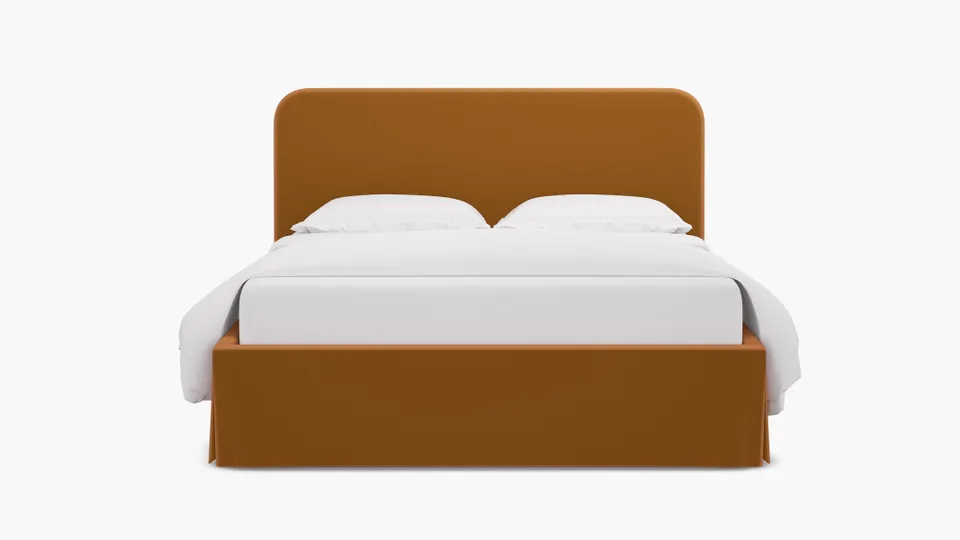 Skirted Platform Bed, Marigold Performance Velvet, King