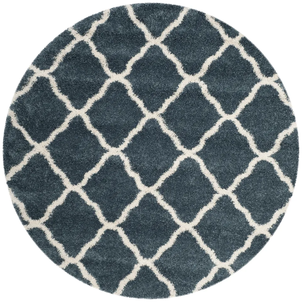 Arlo Home Woven Area Rug, SGH283L, Slate Blue/Ivory,  7' X 7' Round