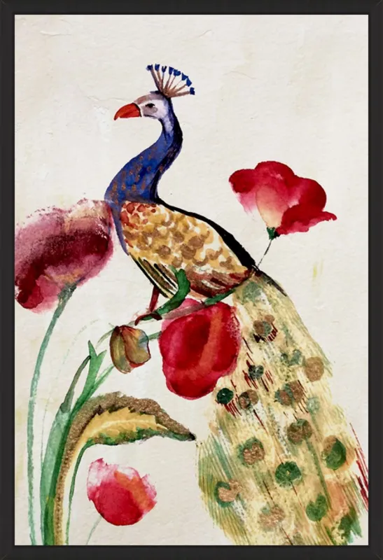 blue gold peacock by Ruti Shaashua for Artfully Walls