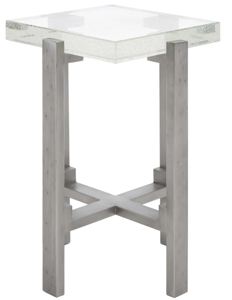 Jazlyn Square Bubble Glass Table - Silver/Clear