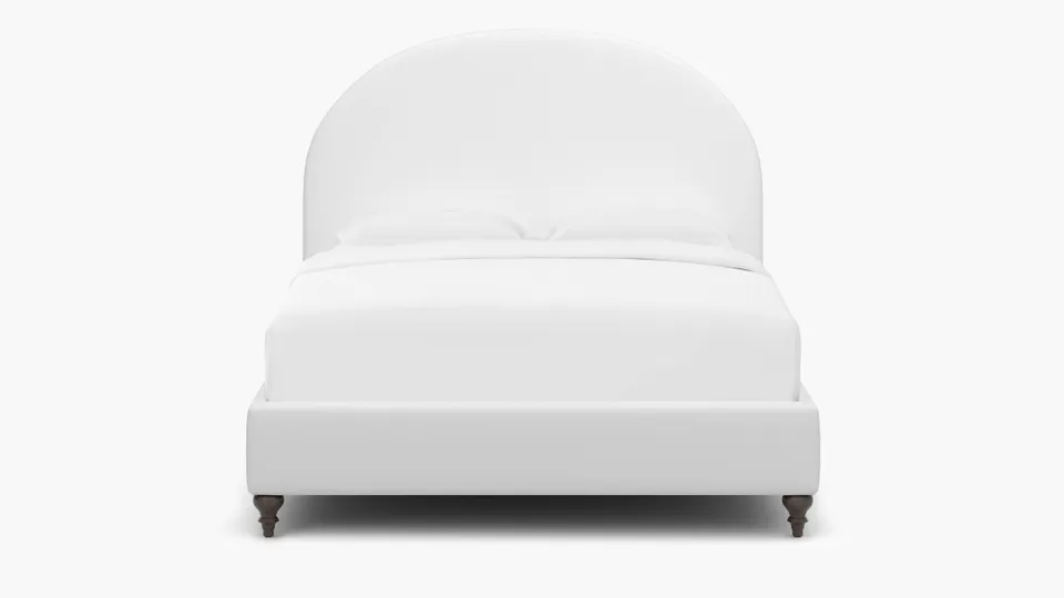Demilune Bed, White Twill, Espresso Traditional Turned Leg, Twin